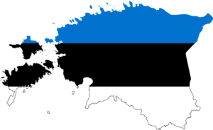 Image of the shape of Estonia as the Estonian Flgag
