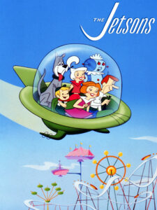 Image of the Jetsons in their mode of transport